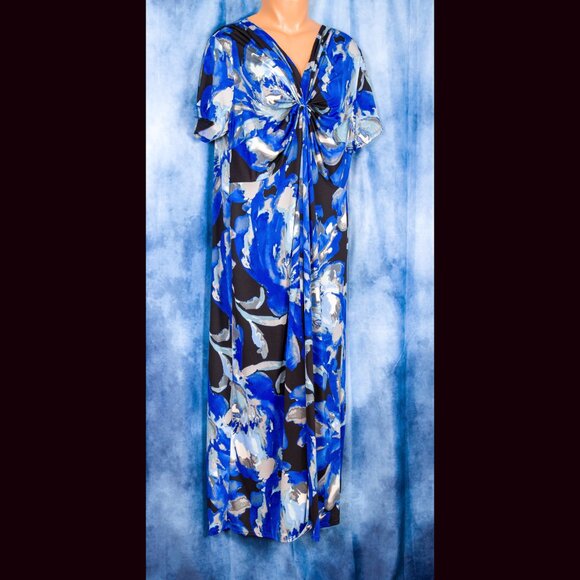 NY Collection  NWT Blue, Gray Black PrintDress Size 2X - Picture 1 of 8